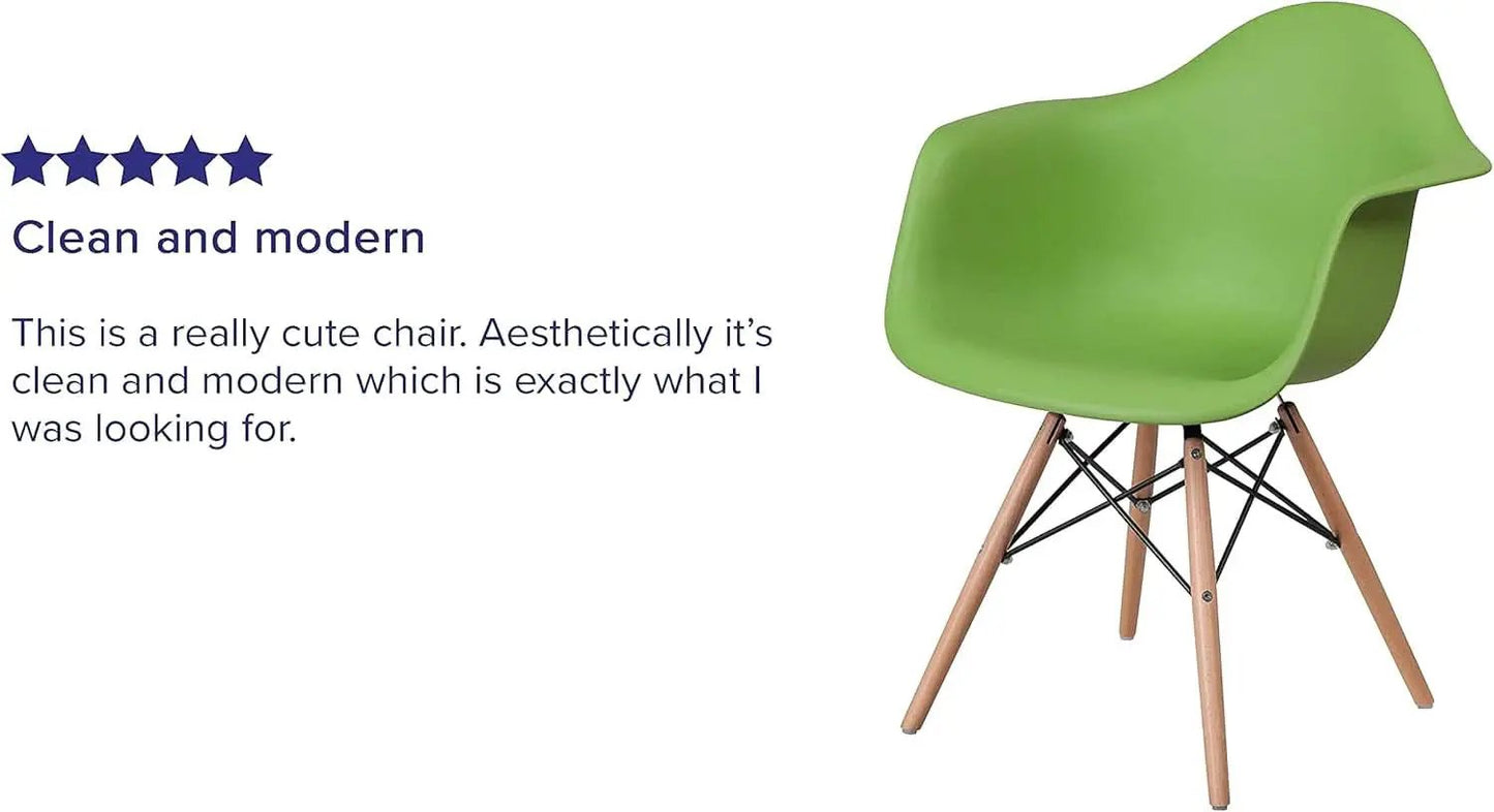 Alonza Green Plastic Chair With Wooden Legs For Dining Room from PriceLows™