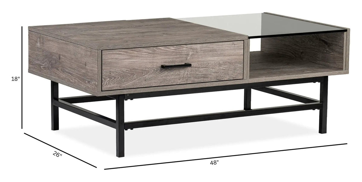Fenwick Rectangular End Table | Whitetail Brown Finish | Matte Black Metal | Industrial Style