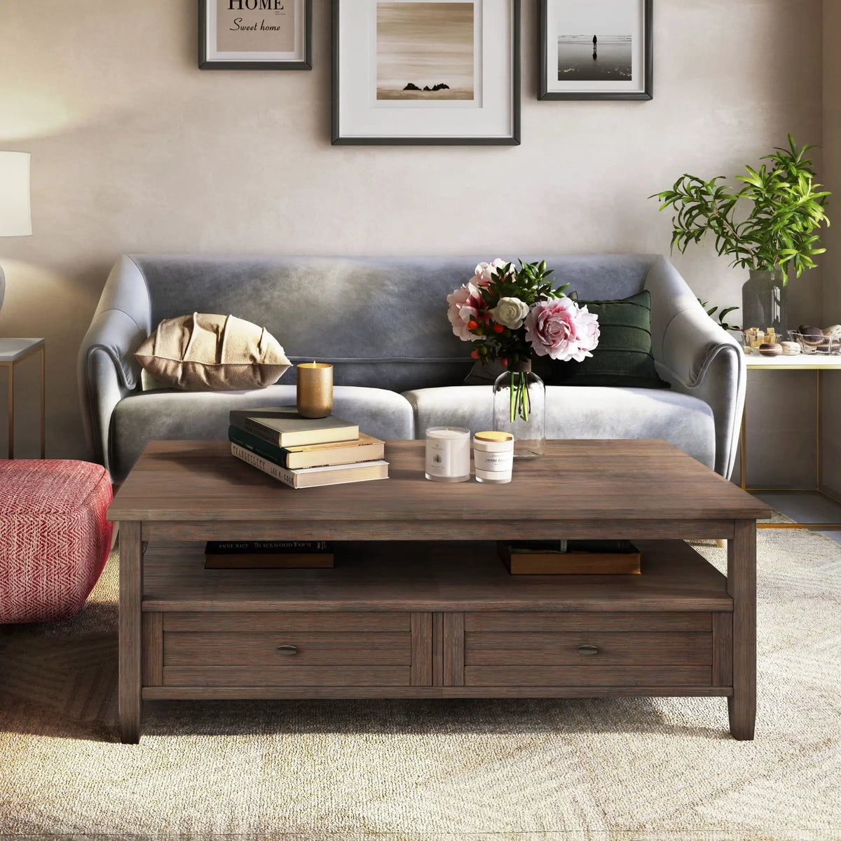 Warm Shaker Coffee Table | 2 Pieces | Solid Wood & Metal | Living Room