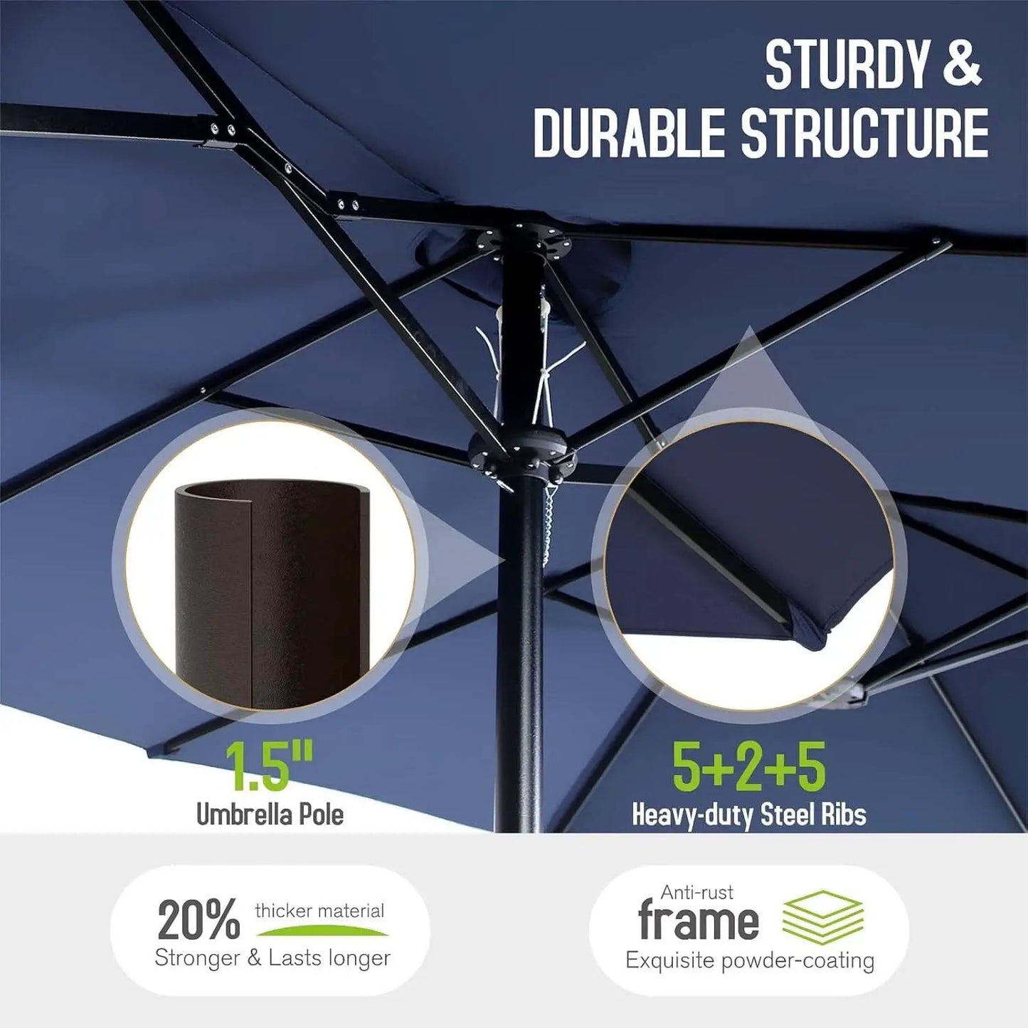 Navy Outdoor Patio Table And Chairs Set With Umbrella For 6 from PriceLows™