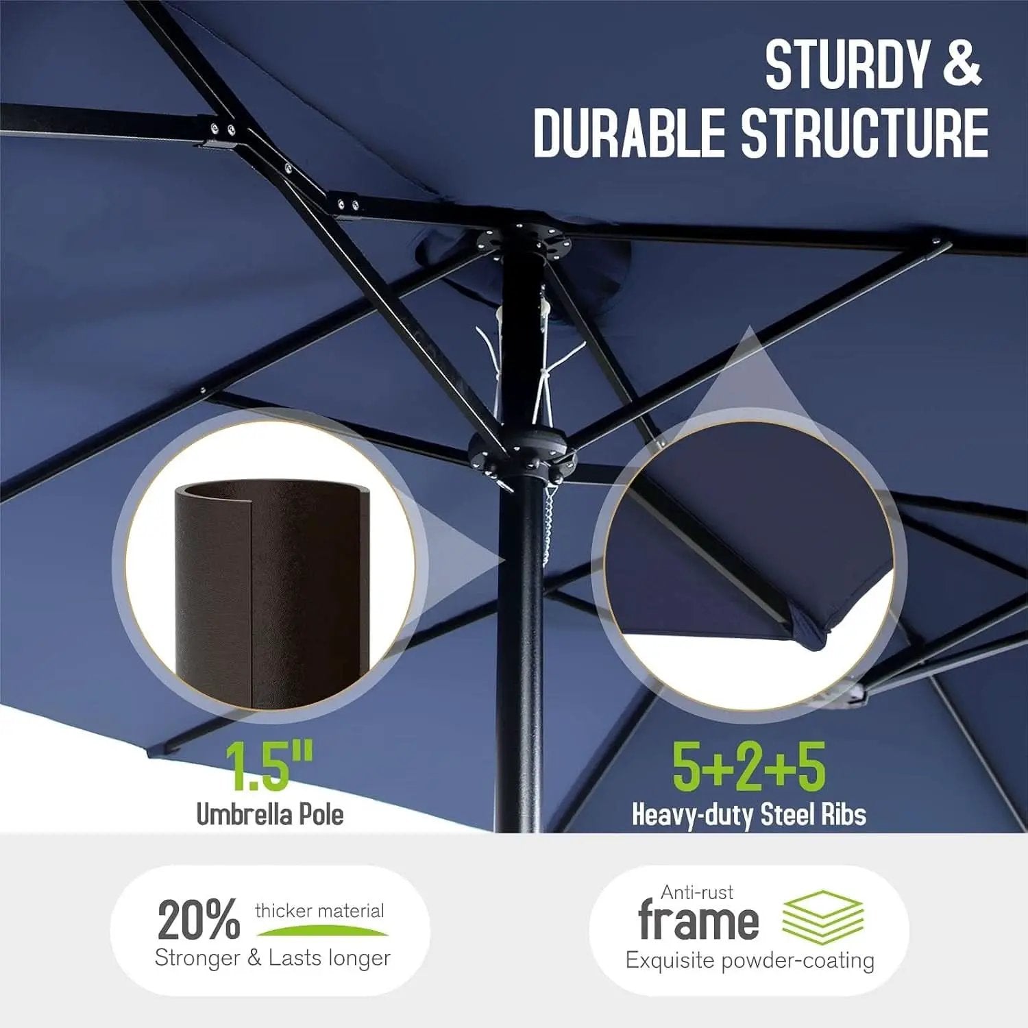 Navy Outdoor Patio Table And Chairs Set With Umbrella For 6 from PriceLows™