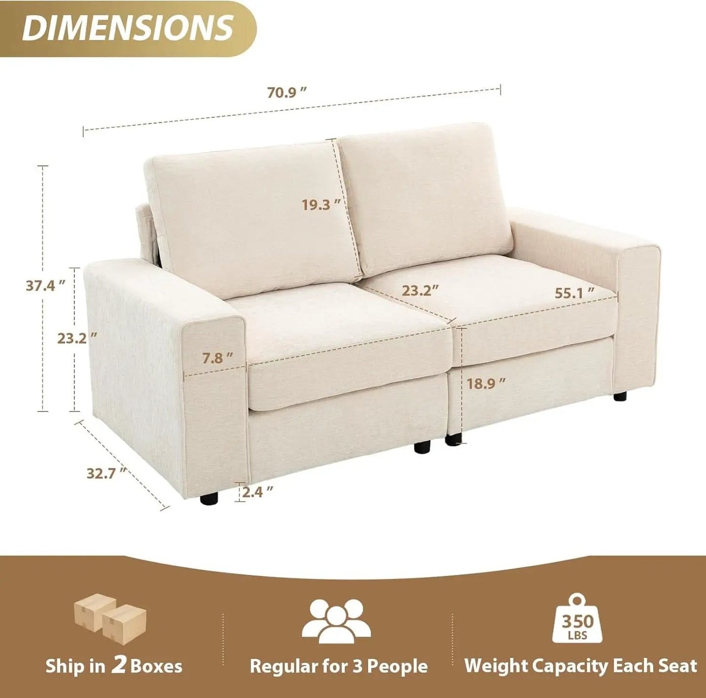 Seventy One Inch Beige Chenille Modular Sofa Collection from PriceLows™