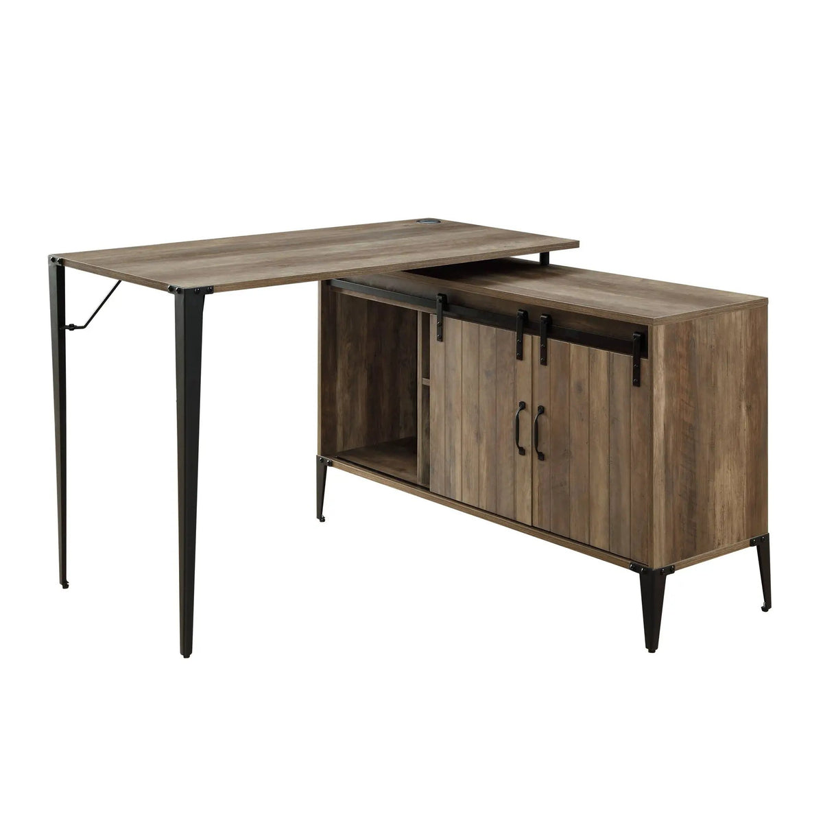 Zakwani Writing Desk | 48 Inch Width | Wood Finish | Sliding Barn Door Storage