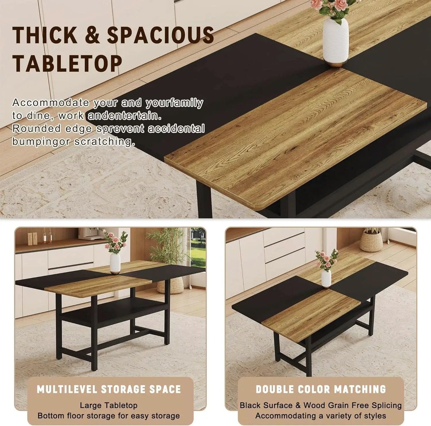 71 Inch Weathered Brown Premium Rustic Dining Table Set from PriceLows™