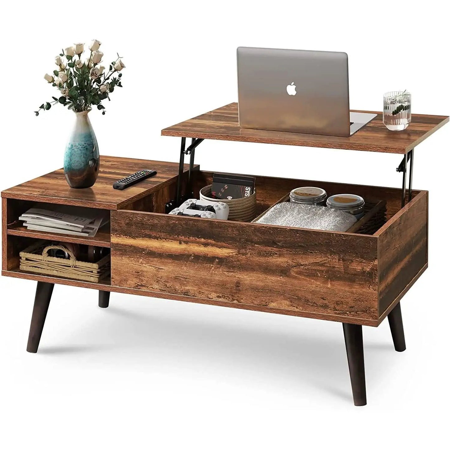 Rustic Brown Lift Top Coffee Table With Built In Storage from PriceLows™