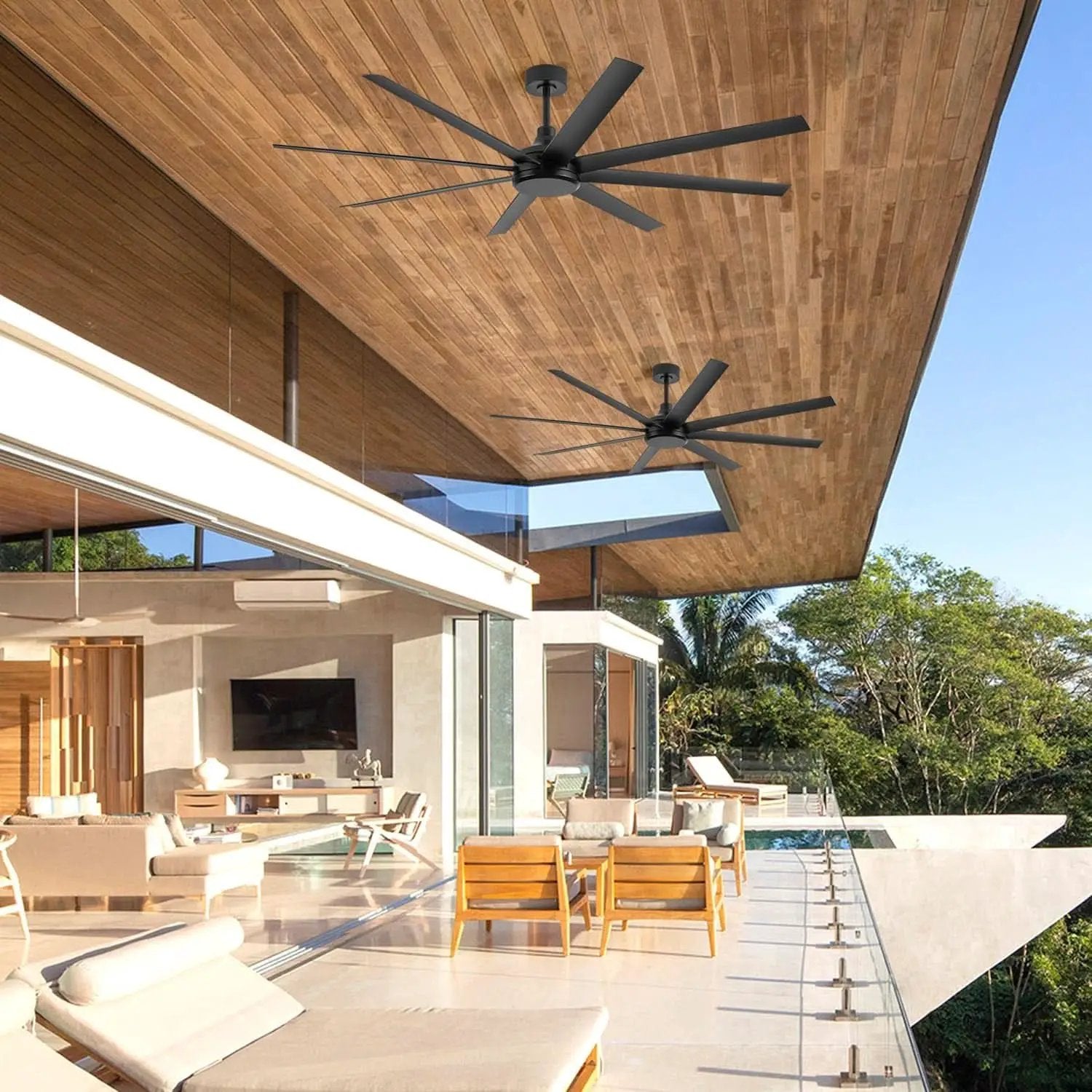 65 Inch Matte Black Ceiling Fan With Remote Quiet DC Motor from PriceLows™