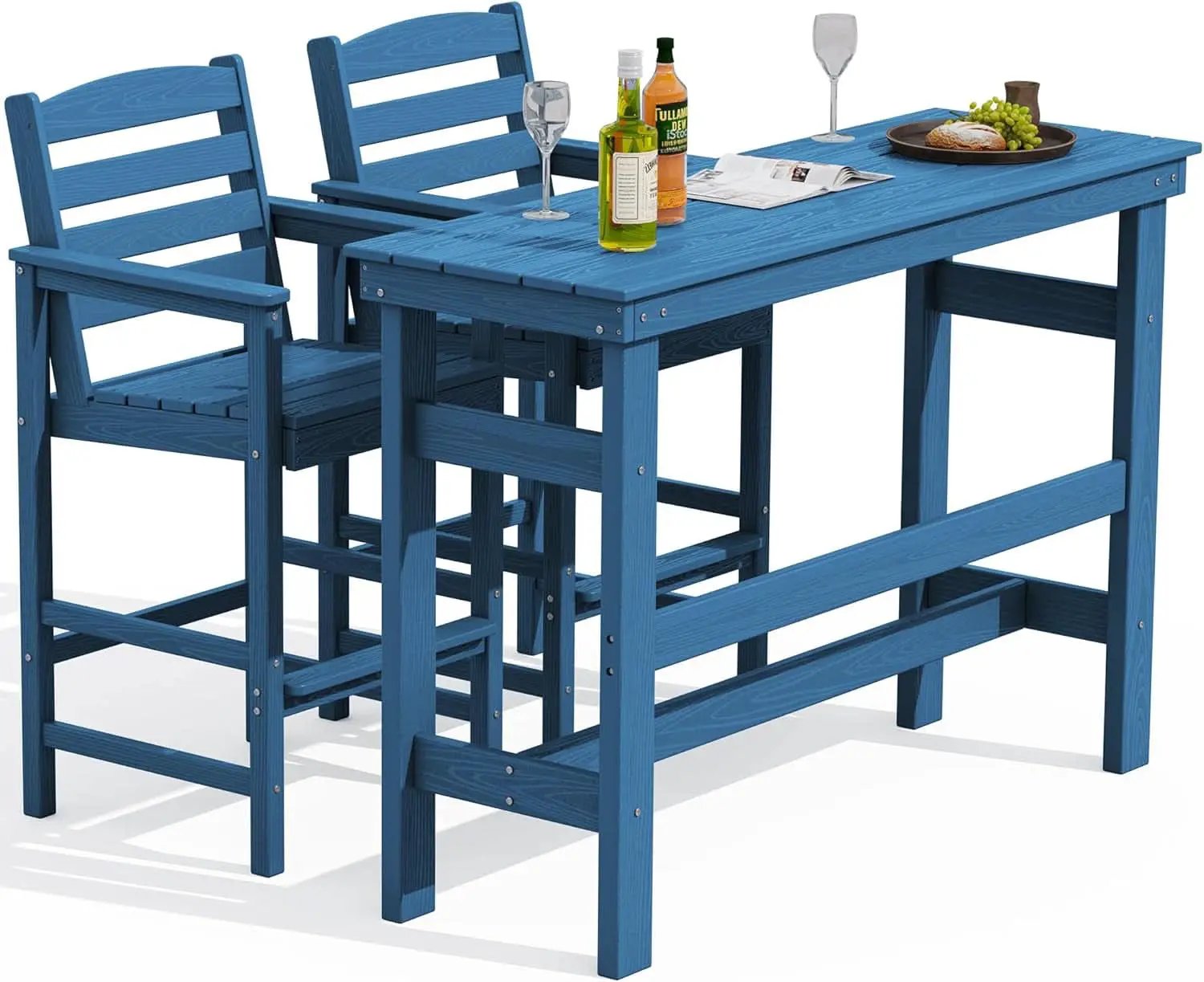 Adirondack Outdoor Bar Table And Chairs Set Blue from PriceLows™