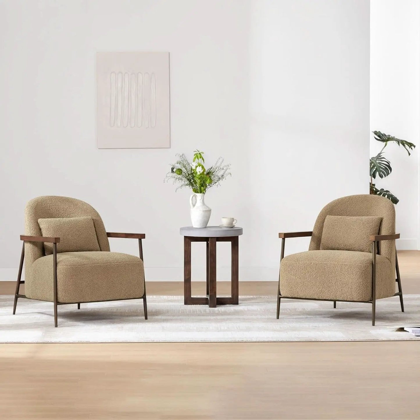 Camel Faux Sherpa Upholstered Armchair Modern Collection from PriceLows™