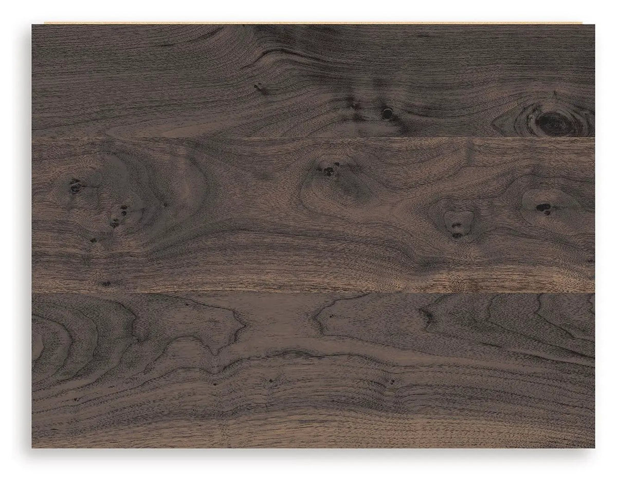 Calverson Nightstand | Industrial Style | Replicated Walnut Grain | Burnished Hardware