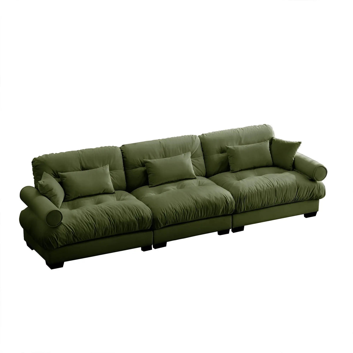 Modern Sofa | Bolstered Armrests | Cloud Cushions | Vintage Fabric