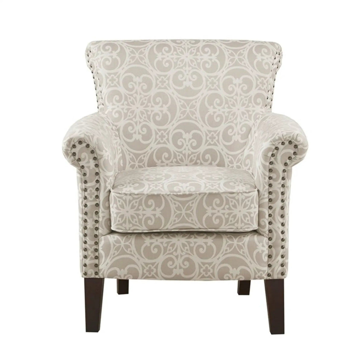 Brooke Tight Back Club Chair | Round Arms | Nailhead Trim | High-Density Foam