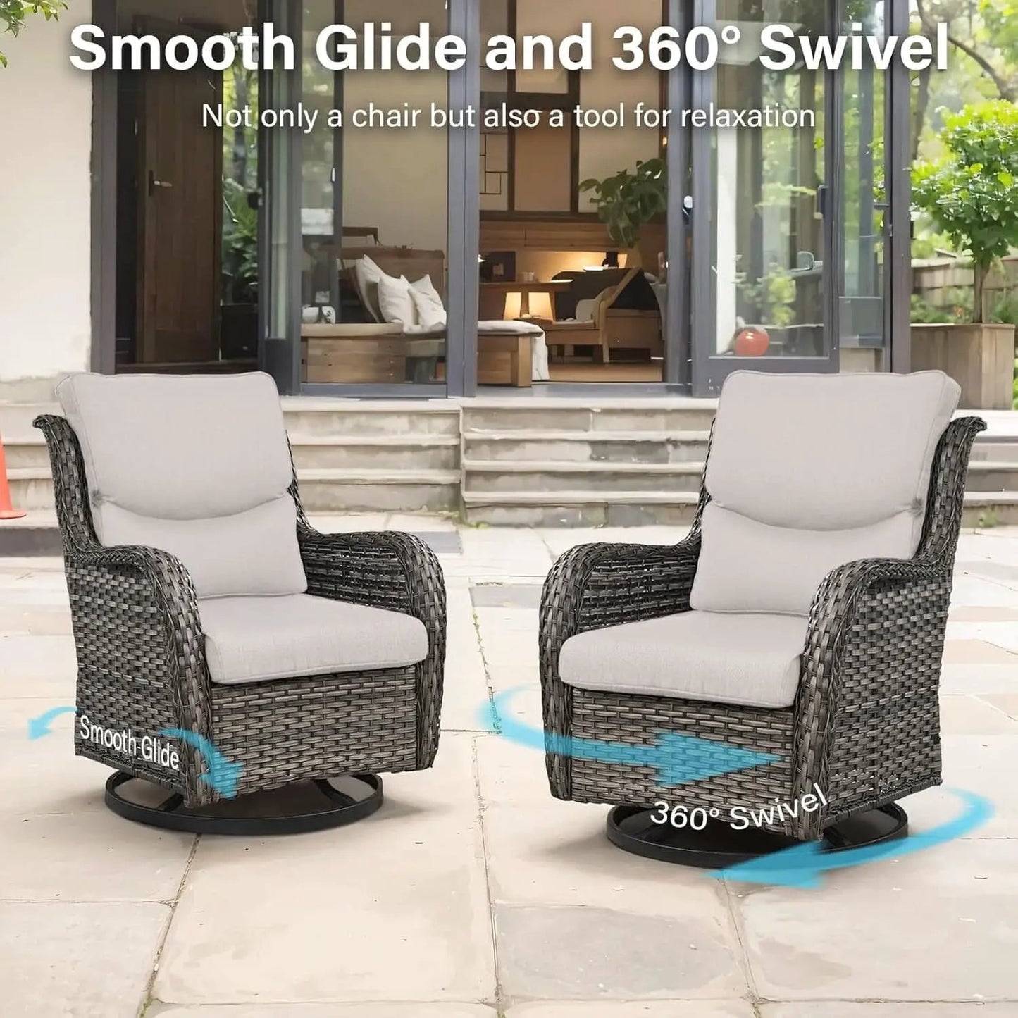 Swivel Rocker Patio Chairs Set with Cozy Coffee Table from PriceLows™