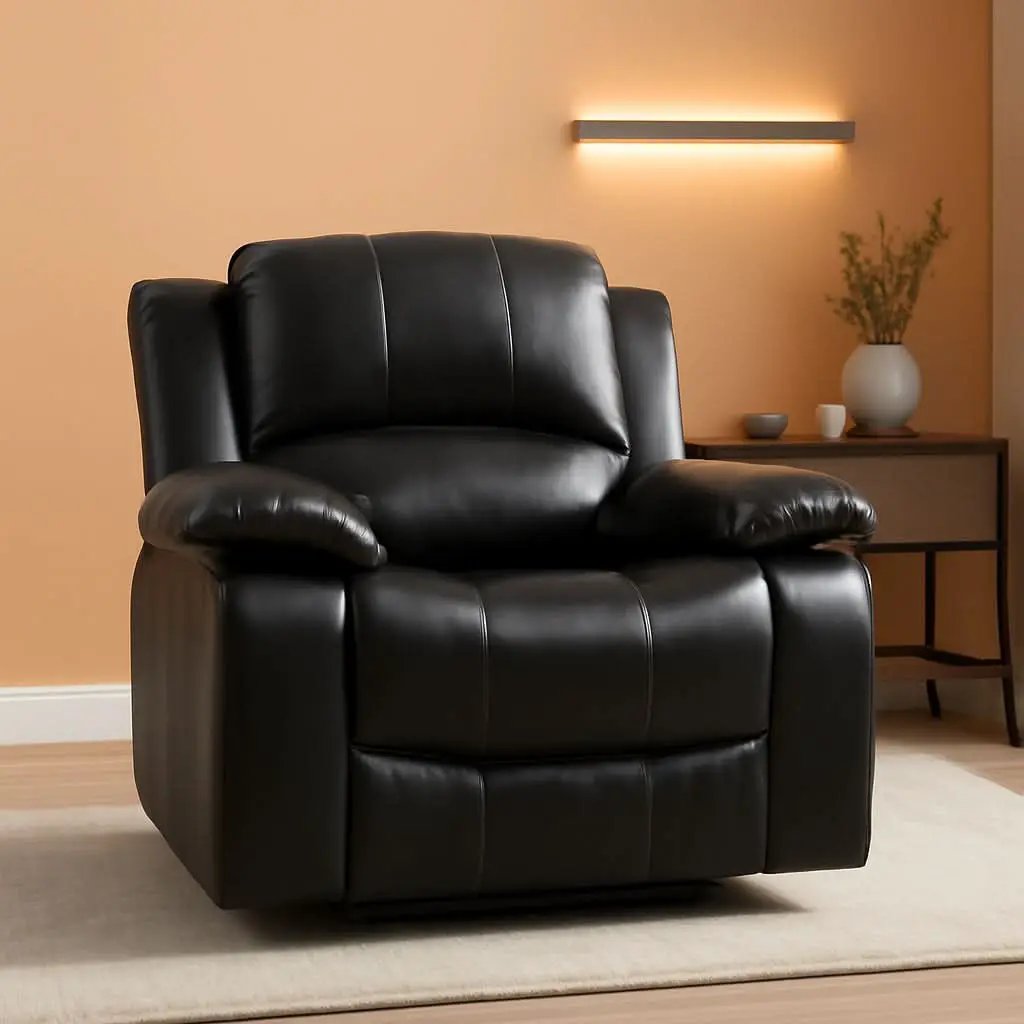 Power Reclining Bonded Leather Living Room Set Black from PriceLows™