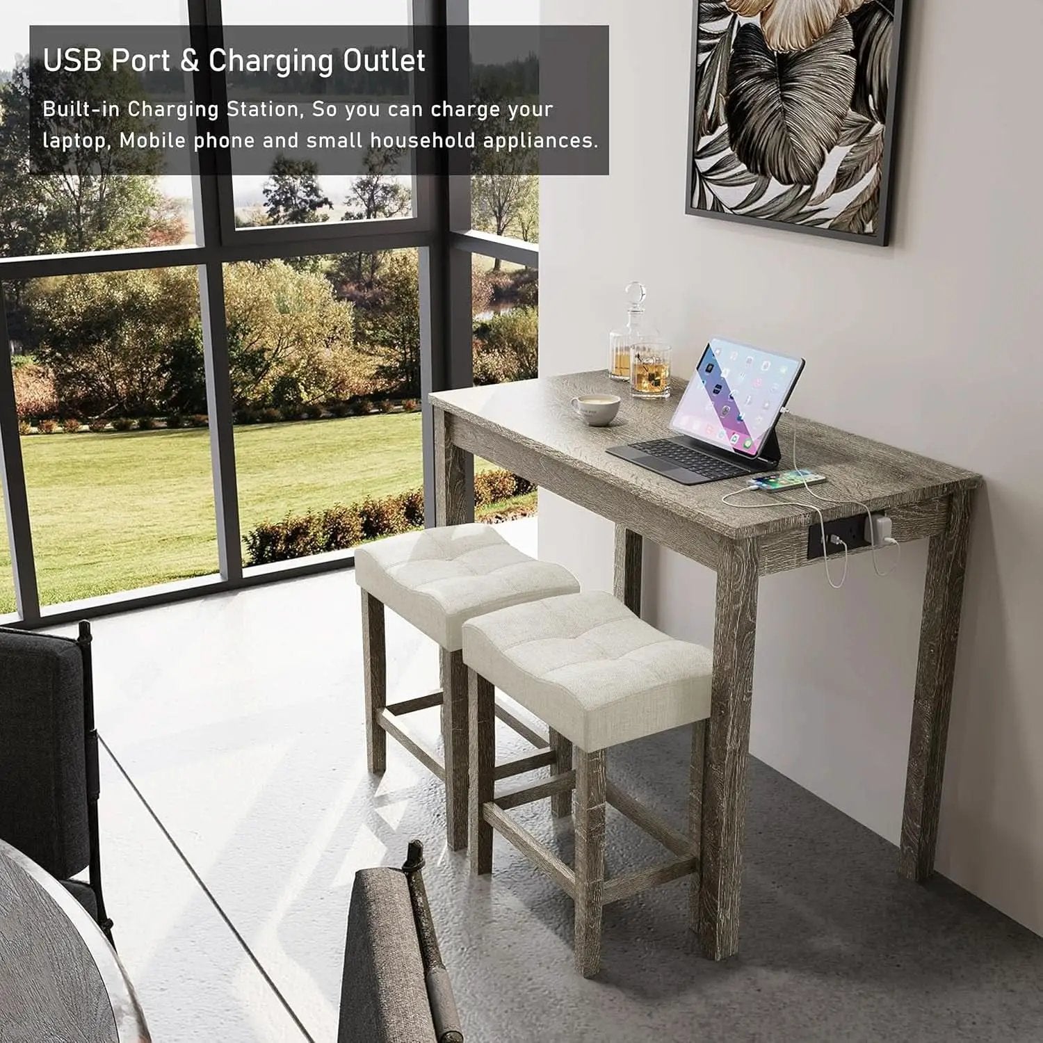 Sophisticated Walnut Finish Counter Height Bar Table from PriceLows™
