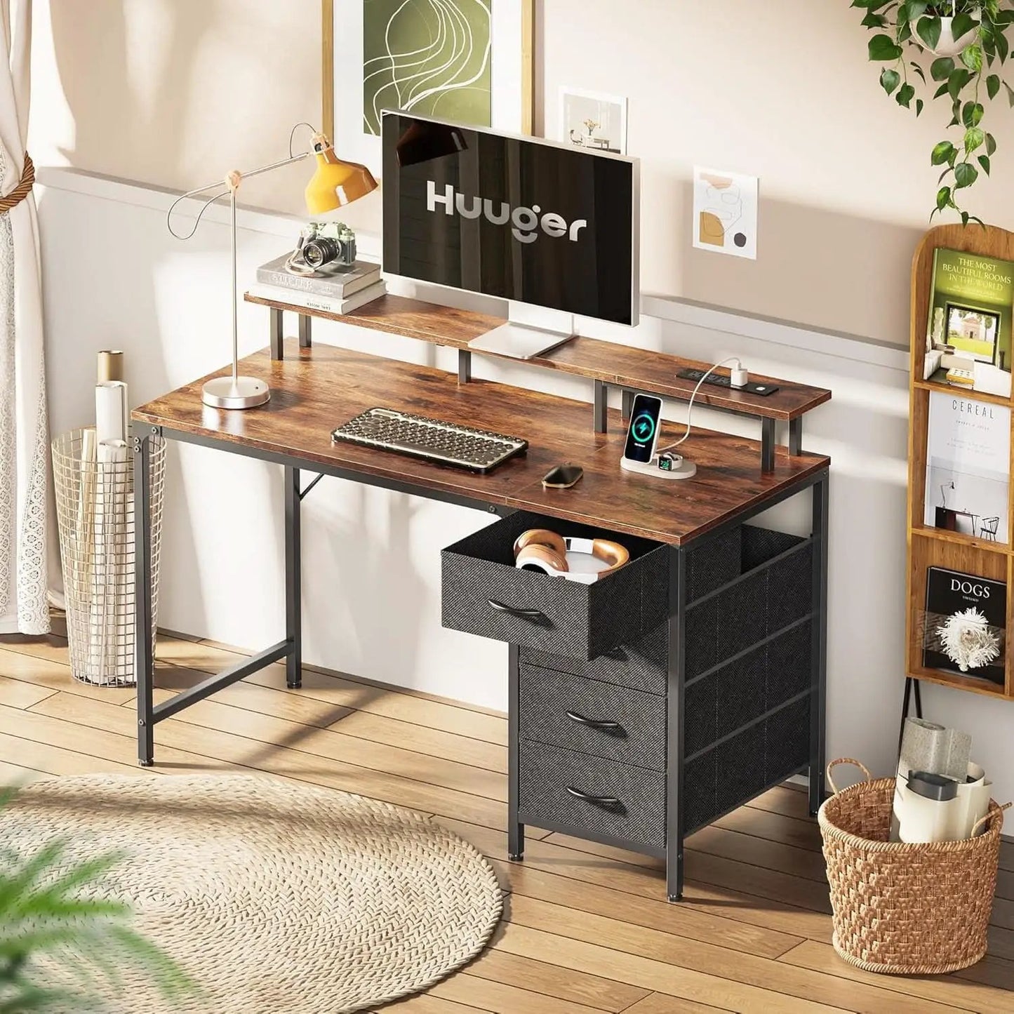 47 Inch Computer Desk With LED Lights And Power Outlets from PriceLows™
