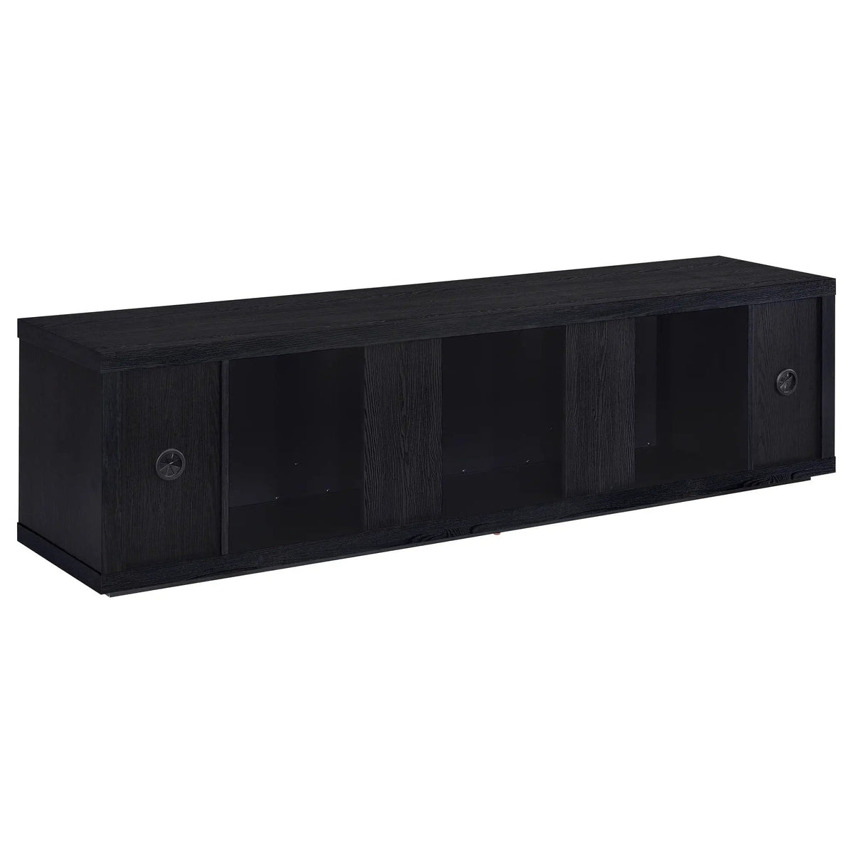 Deiter 79-inch TV Stand Fireplace Media Console | 78.75 x 15.5 x 20.75 in | Engineered Wood & Veneer | Black
