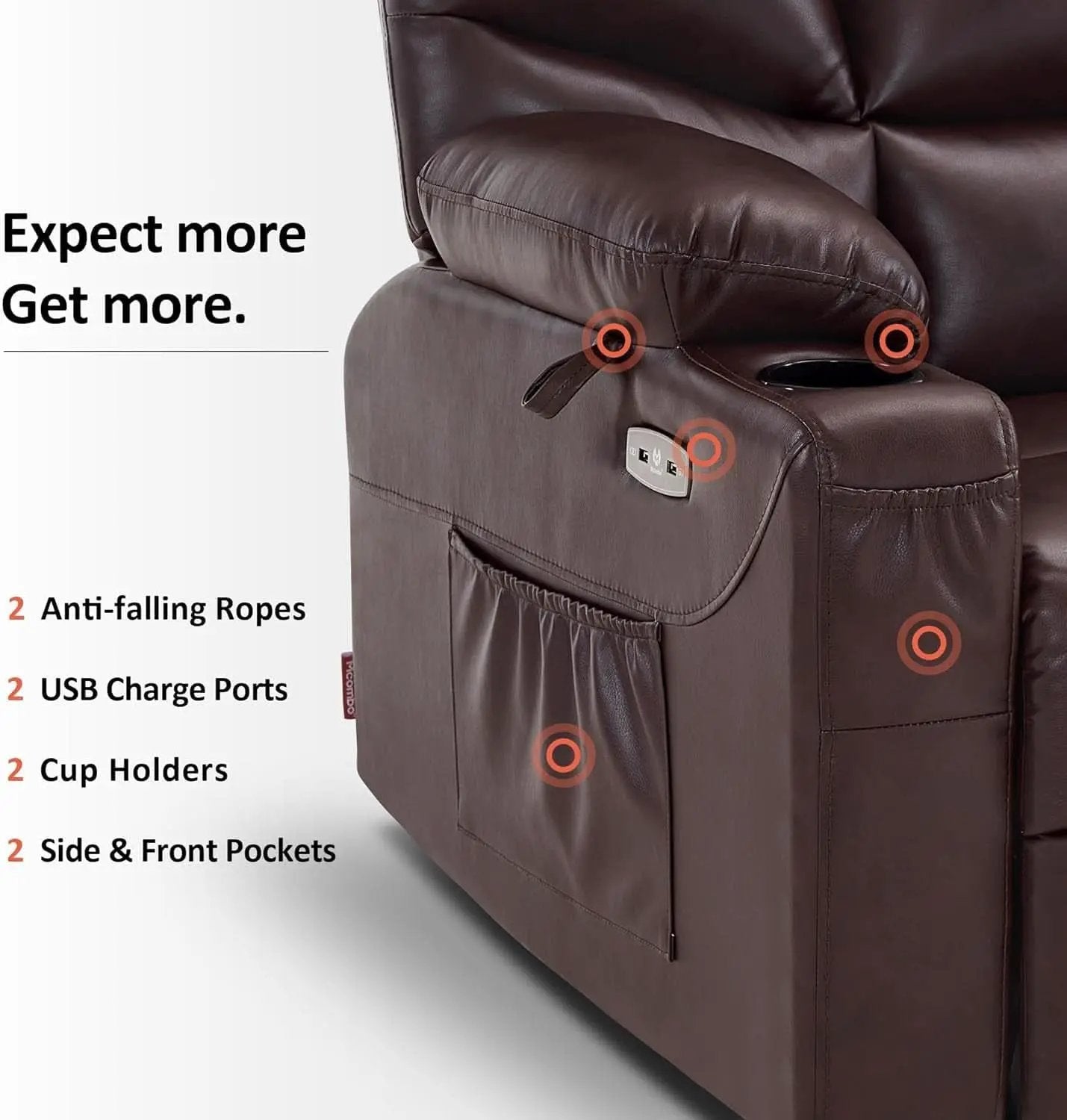 Power Lift Recliner Dark Brown Extended Footrest Chair from PriceLows™