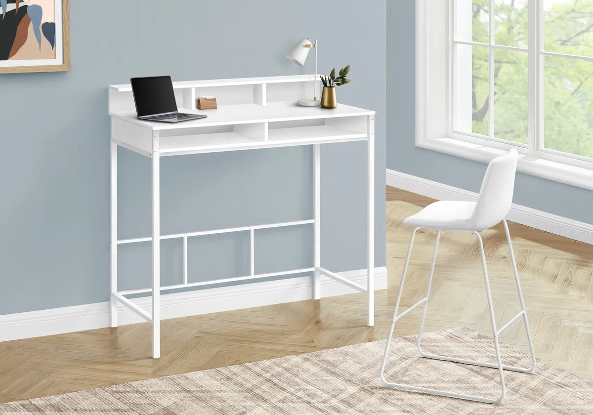 Standing Computer Desk | 47.5 Inch Height | Storage Shelves | Sturdy Metal Legs