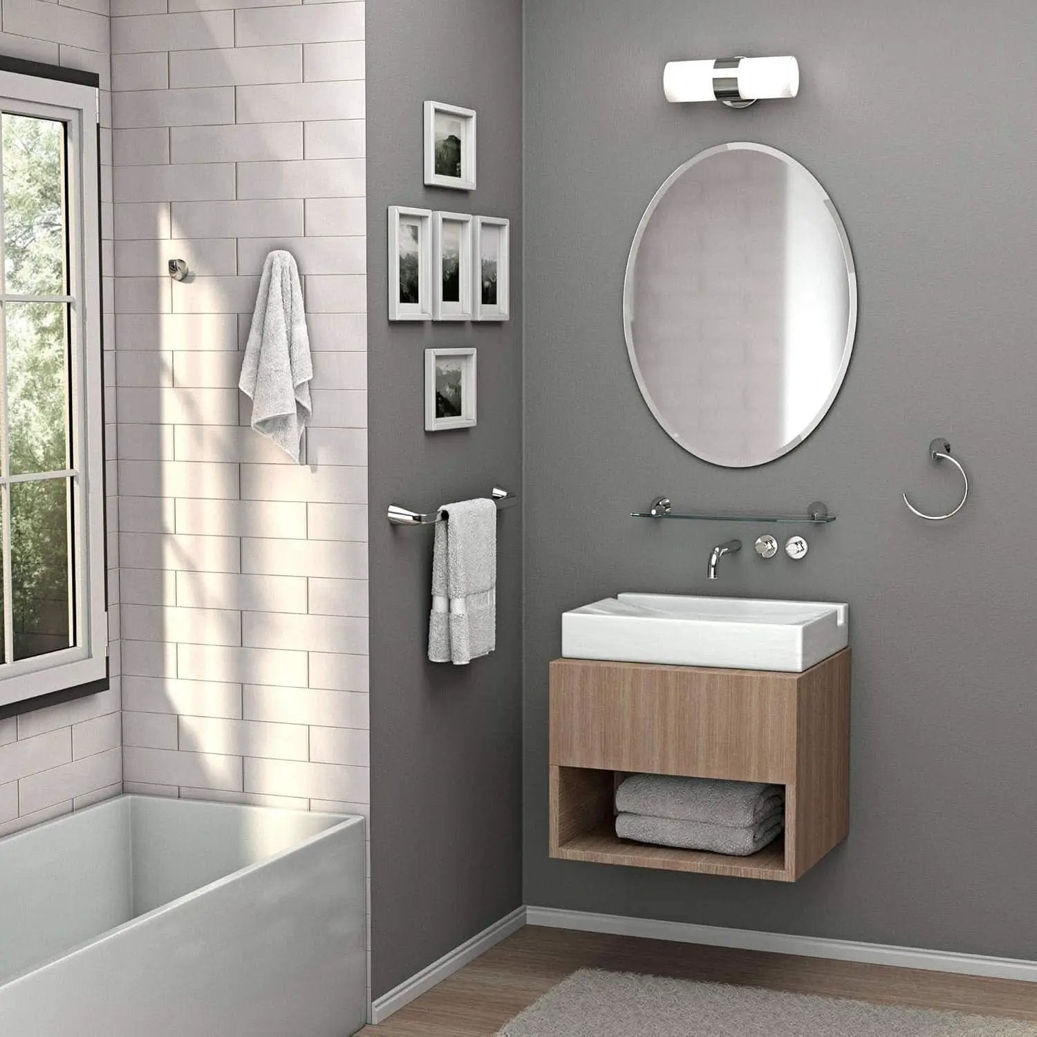 Bathroom Wall Mirror 32 Inch High 24 Inch Wide Beveled Frameless Oval For Bath Vanity And Living Room from PriceLows™