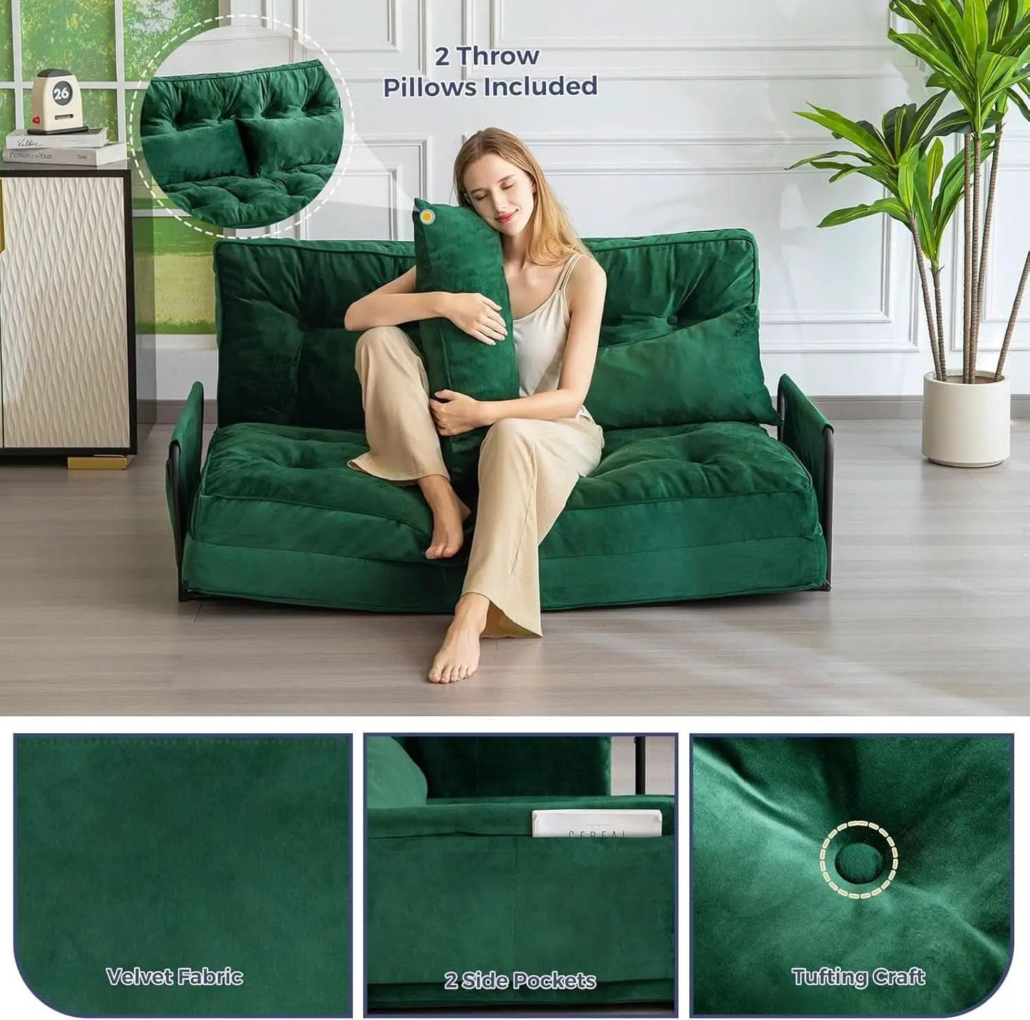 Green Adjustable Floor Sofa Bed Multifunctional Lounge from PriceLows™