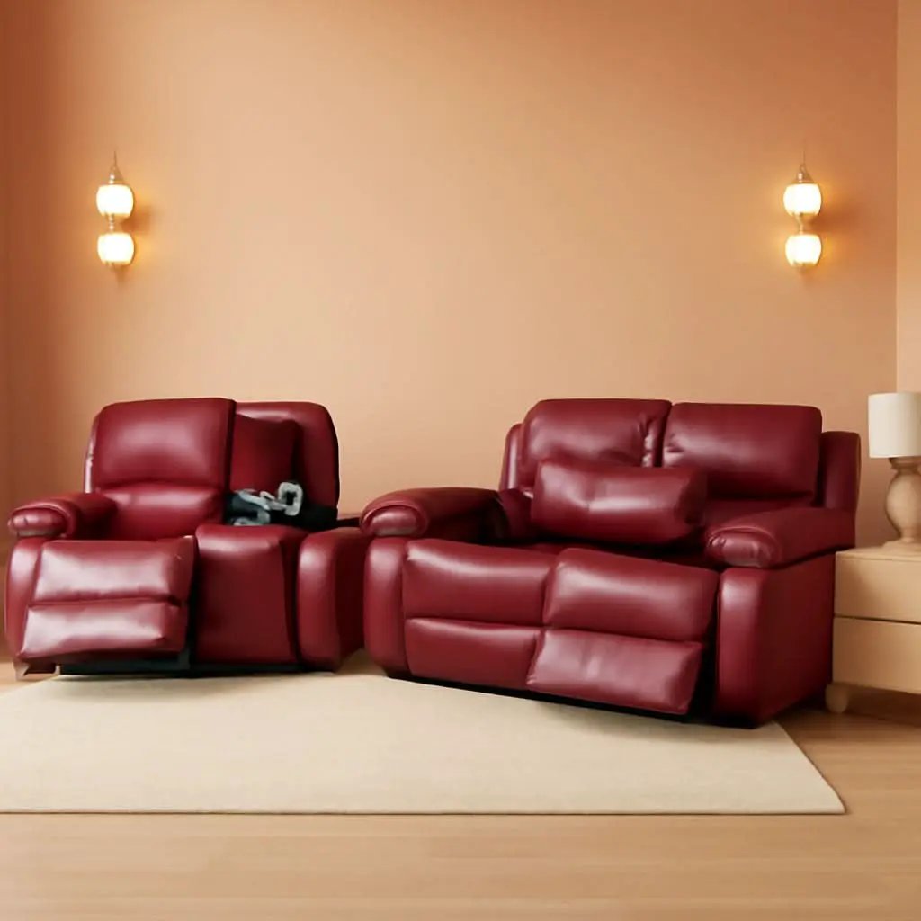 Bonded Leather Living Room Sofa And Loveseat Red Recliner from PriceLows™