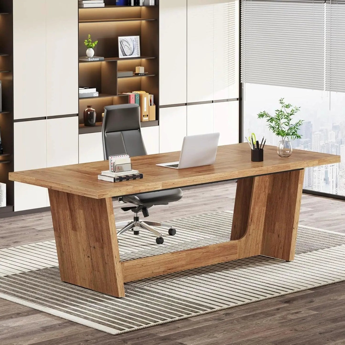 Walnut 70 Inch Executive Desk For Home Office Workspace from PriceLows™