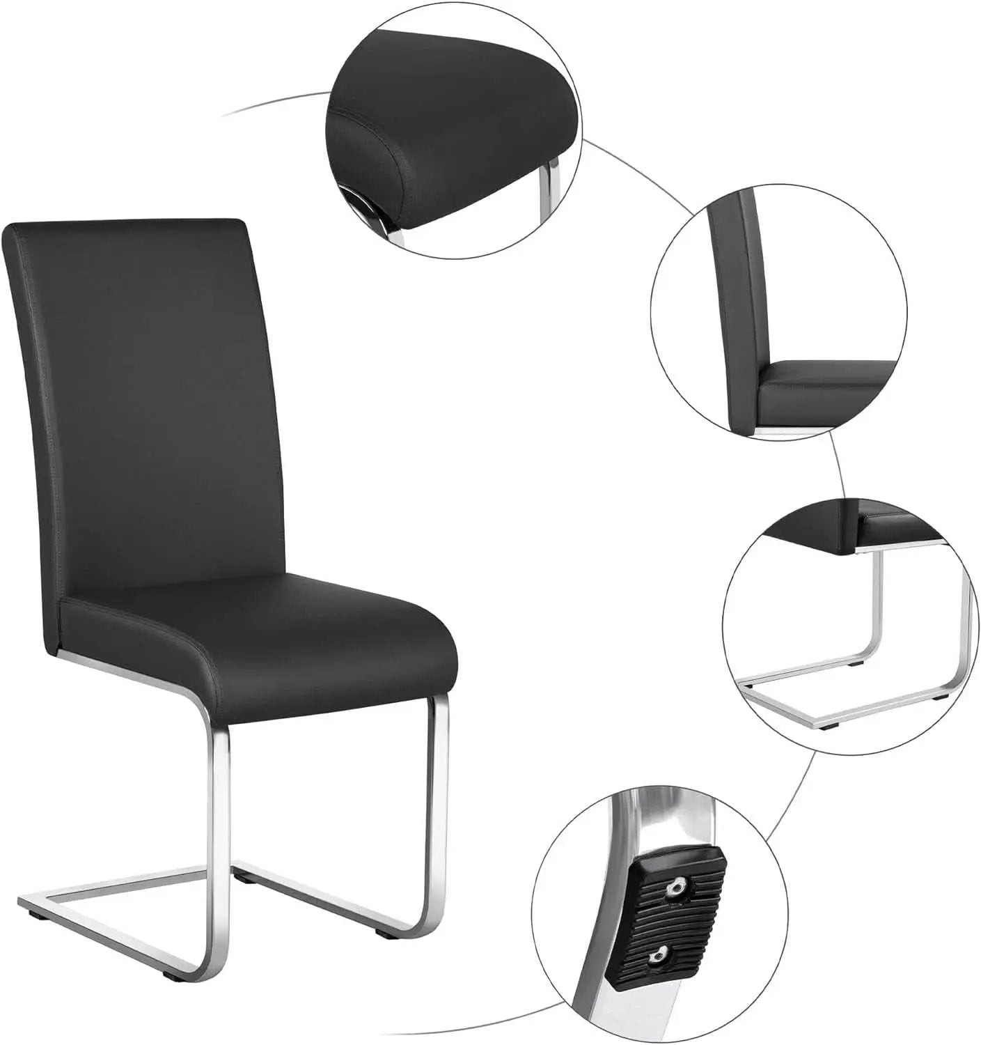 Leather Upholstered Dining Chairs Set Of 2 With Metal Legs Black from PriceLows™