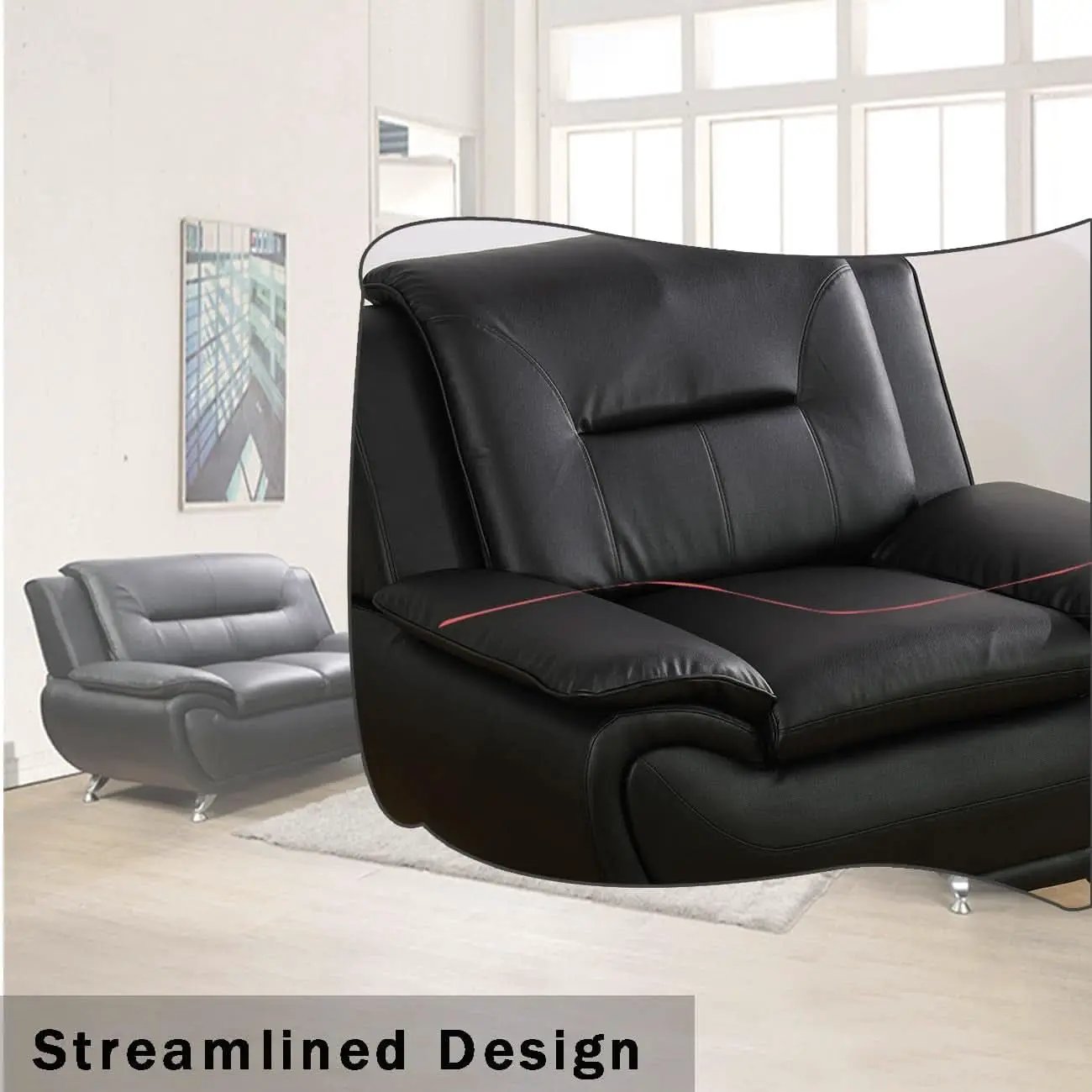 Leather Couches For Living Room Black Sofa And Loveseat Set from PriceLows™