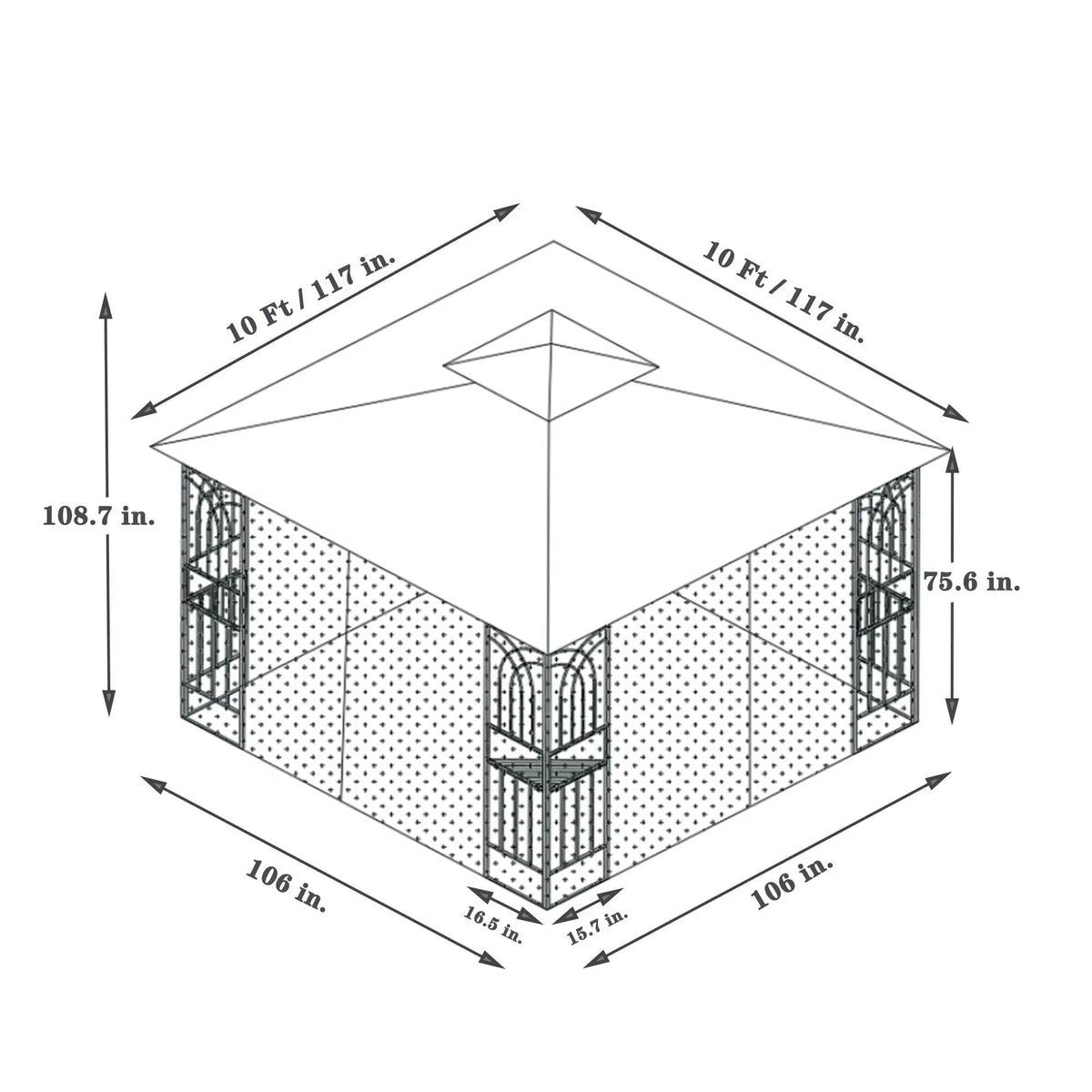 Patio Gazebo Tent | Ventilated Double Roof | Mosquito Net | Steel Frame
