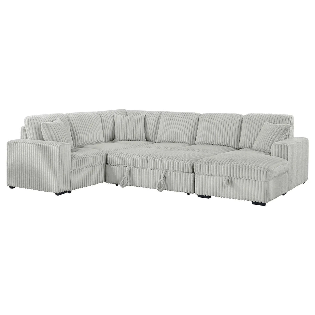 Devonshire Sleeper Sectional Sofa Storage Chaise | 122 x 96.75 x 39.25 in | Living Room Furniture | Grey