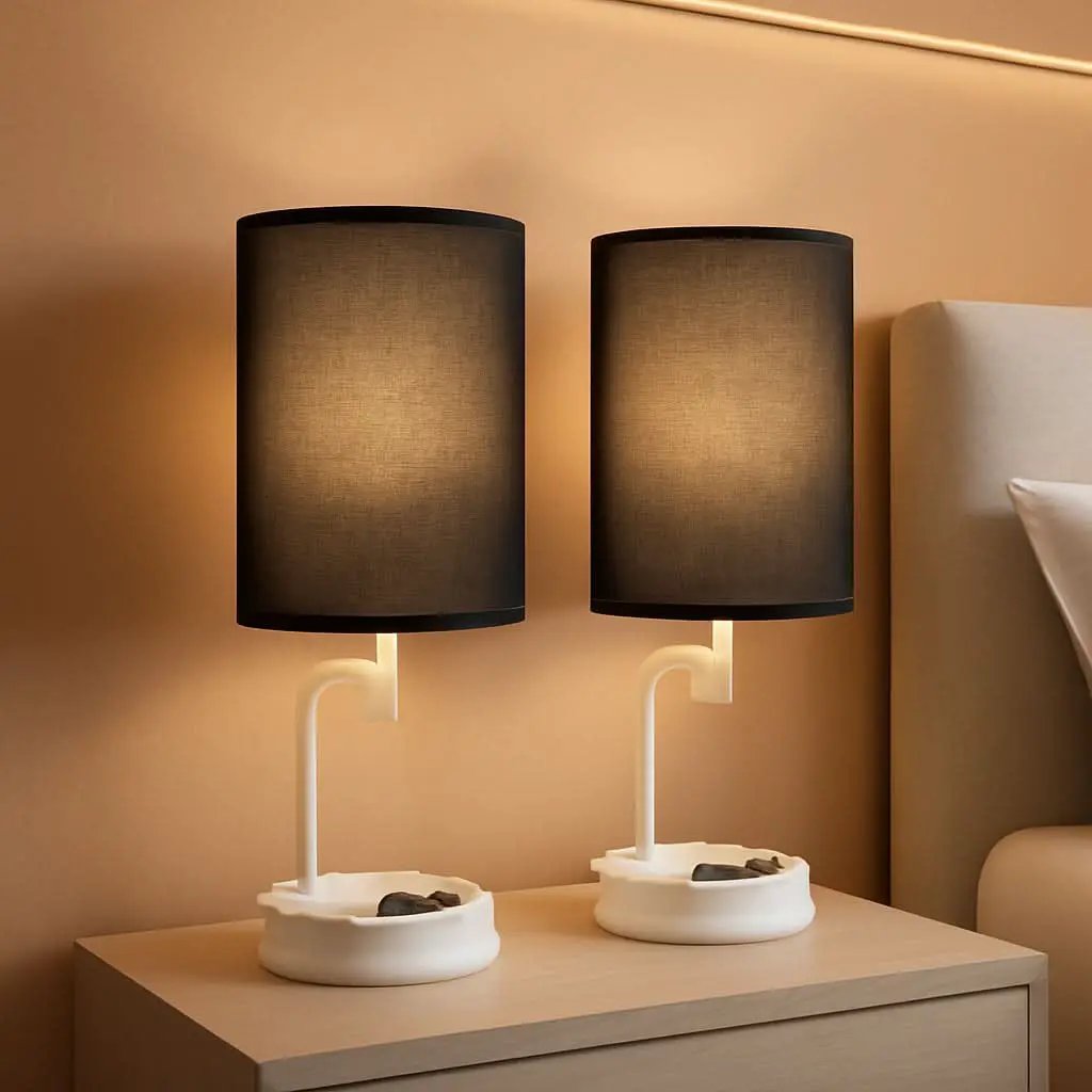 Table Lamp With 3 USB Ports And AC Outlet White Black from PriceLows™