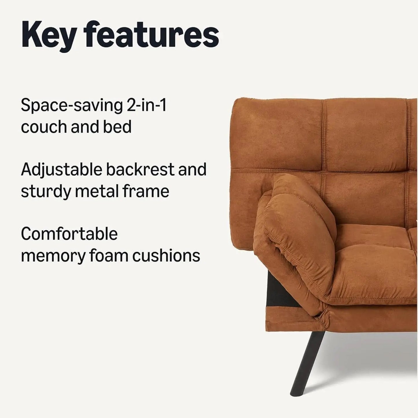 Brown Transformable Loveseat With Memory Foam Sleeper from PriceLows™