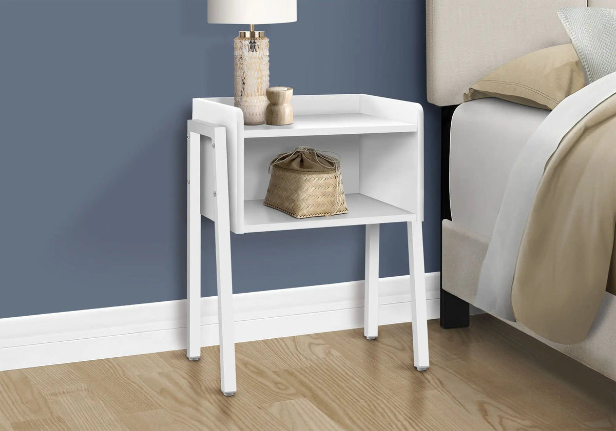 2-Tier Accent Side Table | Rectangular Top | Storage Cubby | Contemporary Design