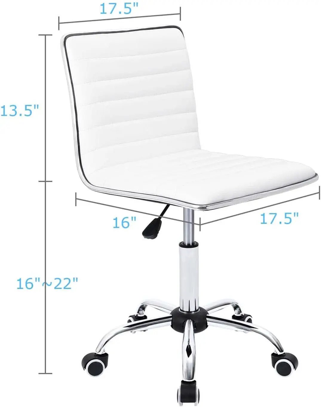 Mid Back Vanity Chair White PU Leather Swivel Office Chair from PriceLows™