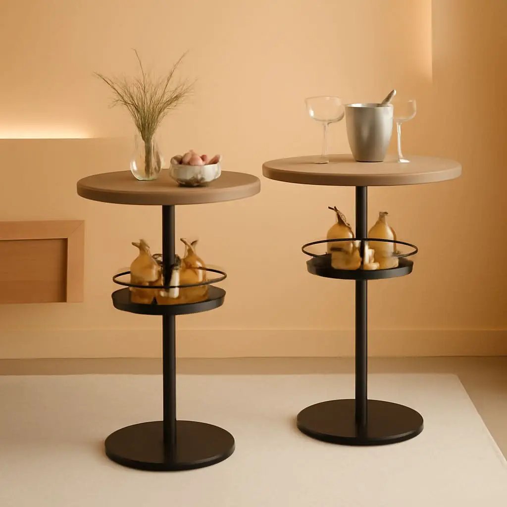 Round Industria lBar Table Set Two With Integrated LED Illumination from PriceLows™