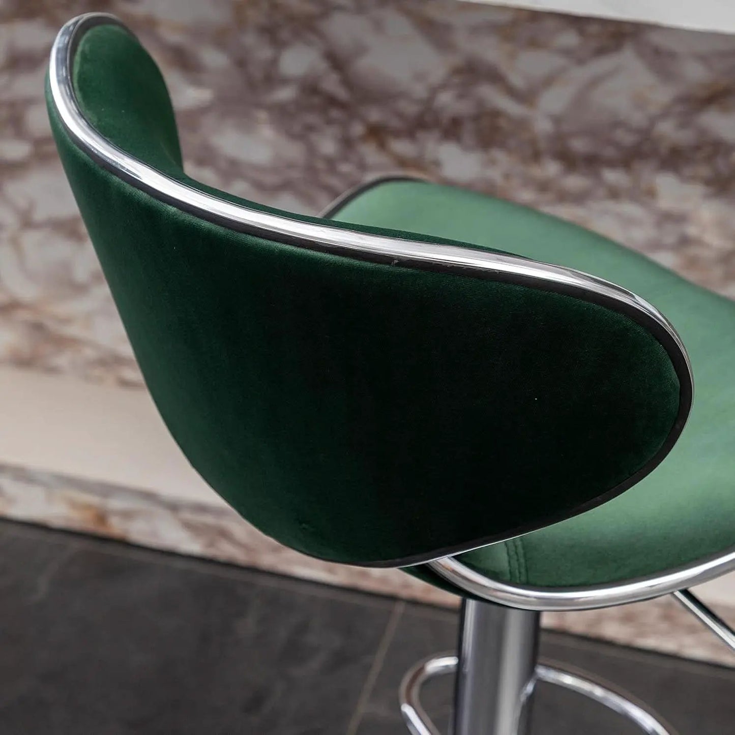 Green Velvet Upholstered Adjustable Swivel Bar Stools Set 2 from PriceLows™