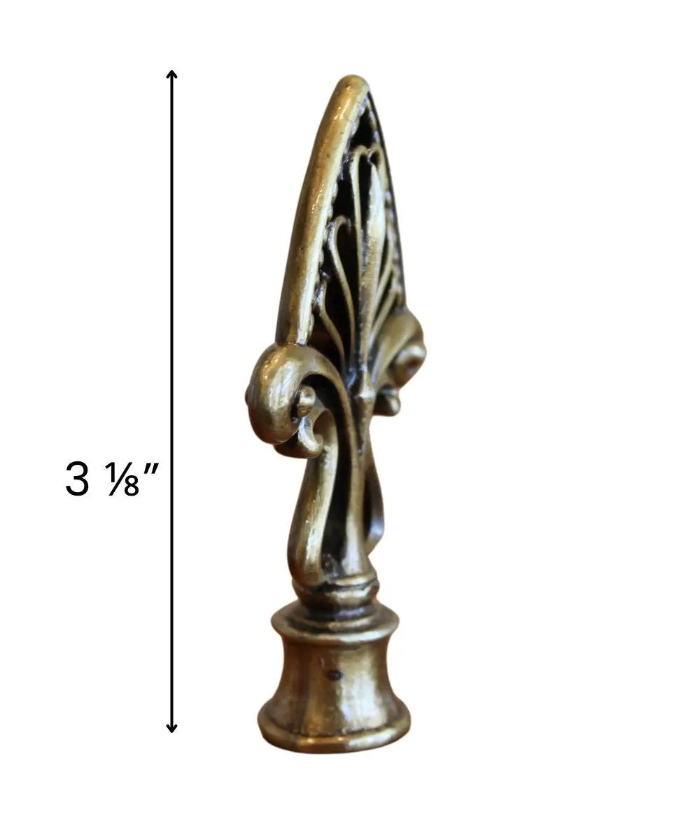Vintage Filigree Lamp Finial | Antique Brass Finish | 3.2 Inch Height