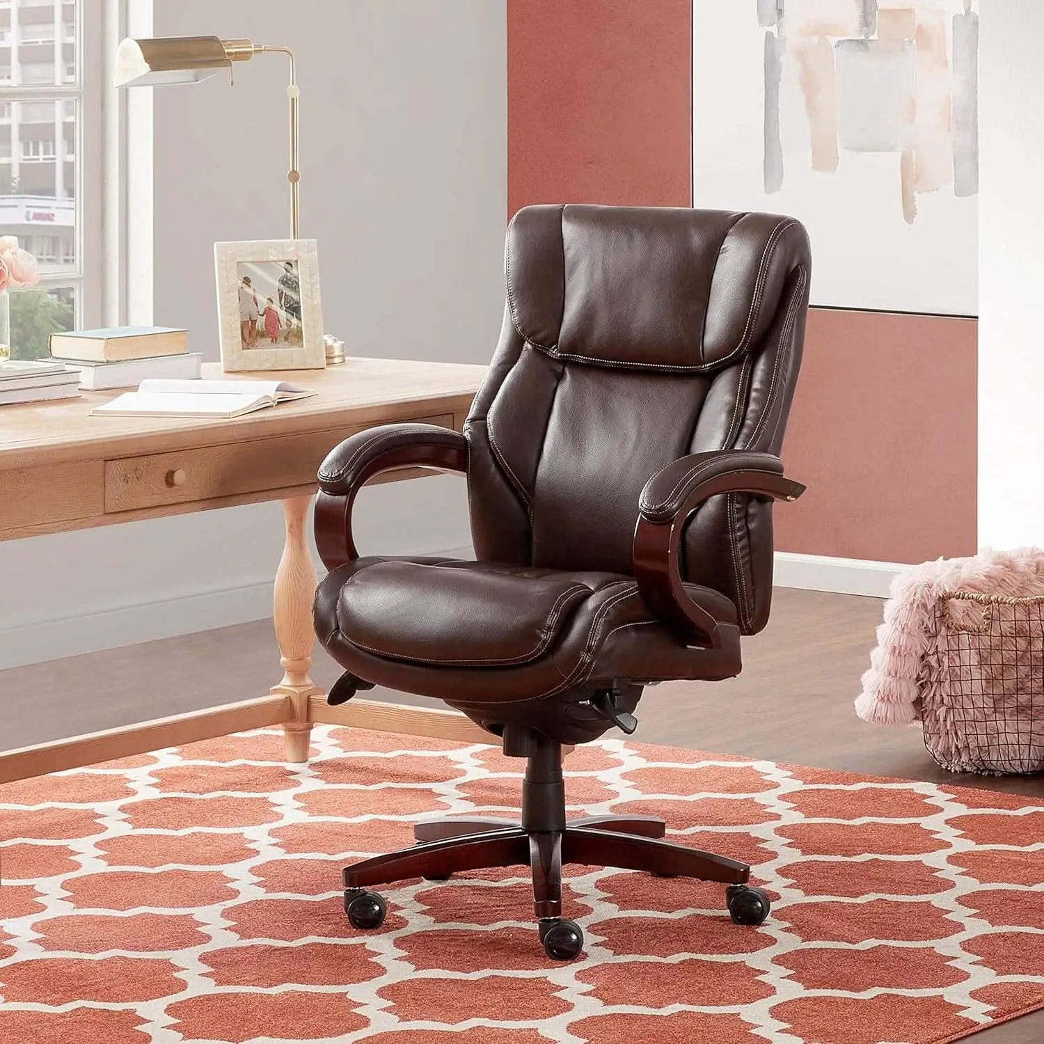 Bellamy Executive Office Chair With Memory Foam Cushions Brown Bonded Leather from PriceLows™