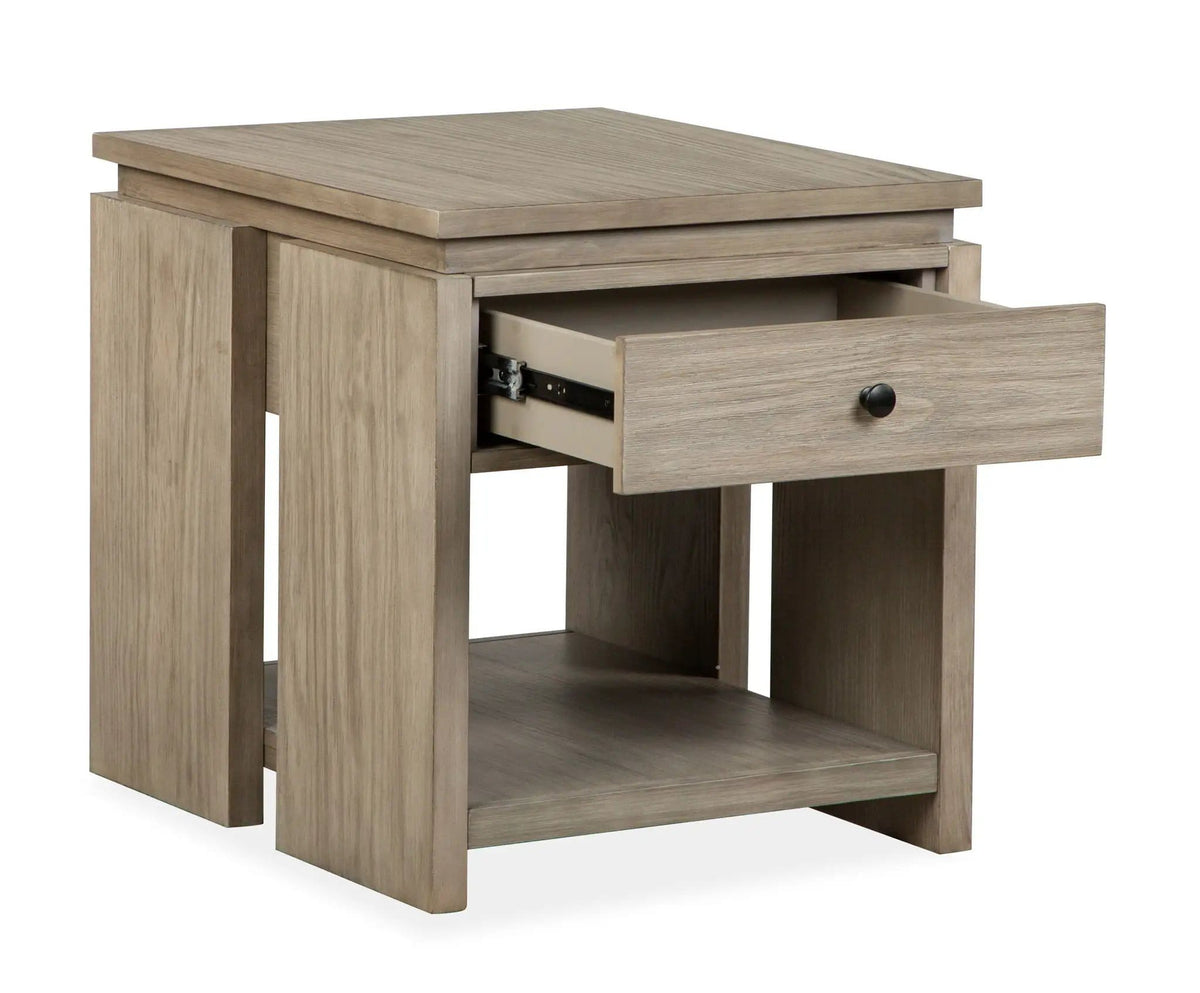 Conrad Rectangular End Table | 26 x 22 x 24 in | Veneer & Wood | Stone Harbor Gray