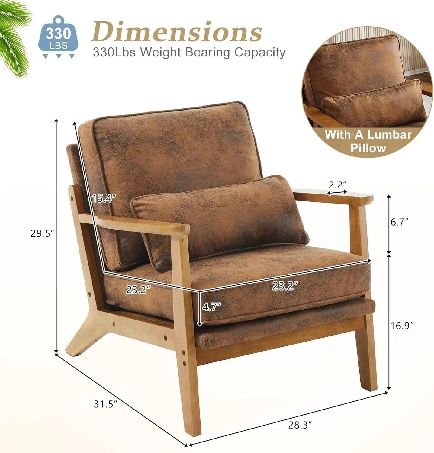 Mid-Century Modern Suede Upholstered Accent Chair Set of 2 from PriceLows™