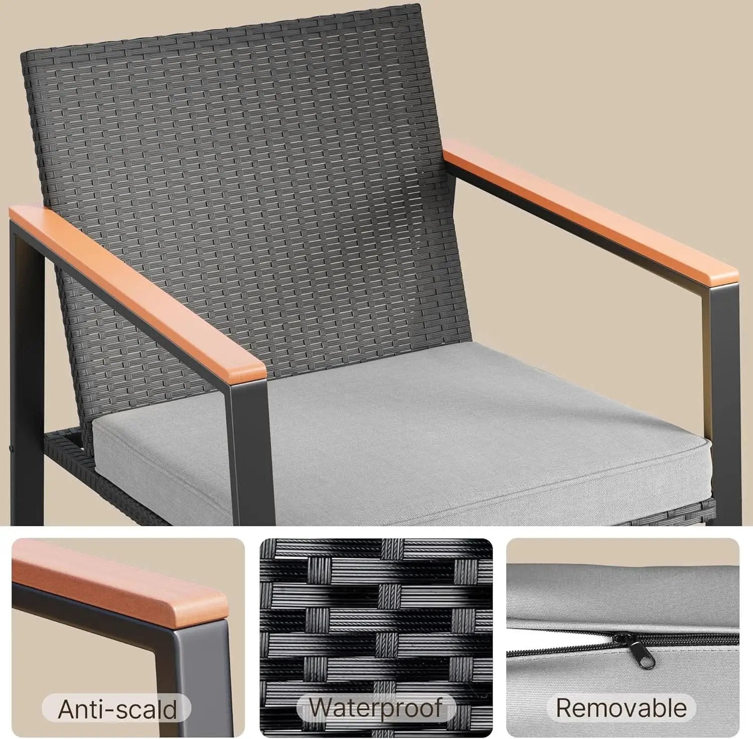 Outdoor Rocking Bistro Set With Cushions And Glass Table from PriceLows™