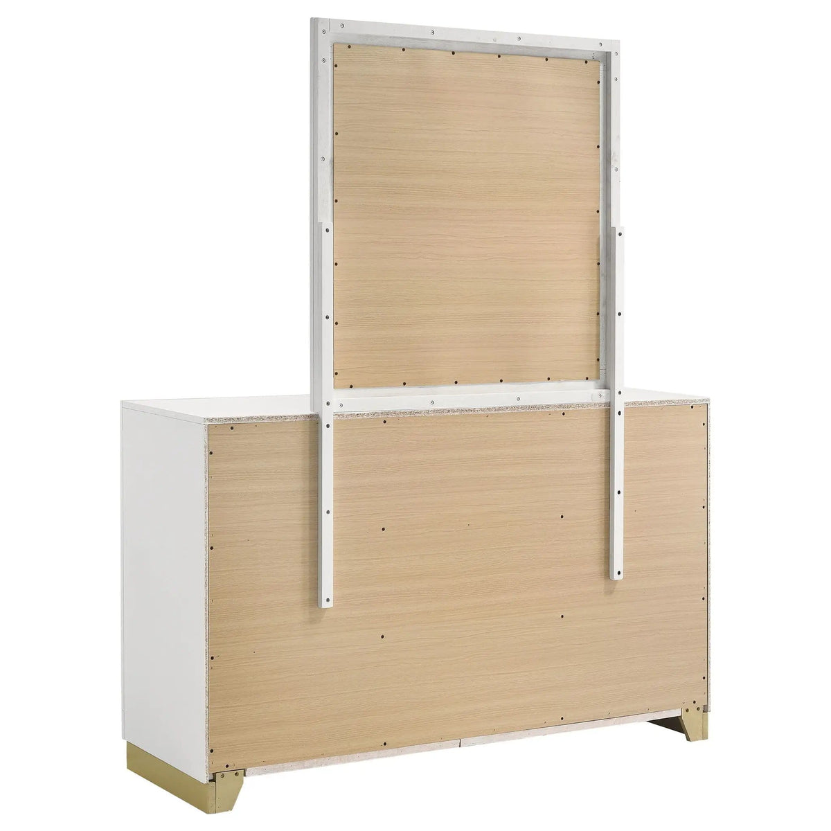 Caraway 6-drawer Dresser with Mirror | 59 x 17.25 x 70.25 in | Rubberwood & Engineered Wood | White