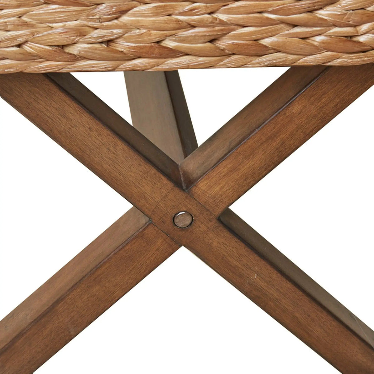 Accent Bench | Water Hyacinth Seat | Mahogany Wood Frame | 400 Lb Capacity