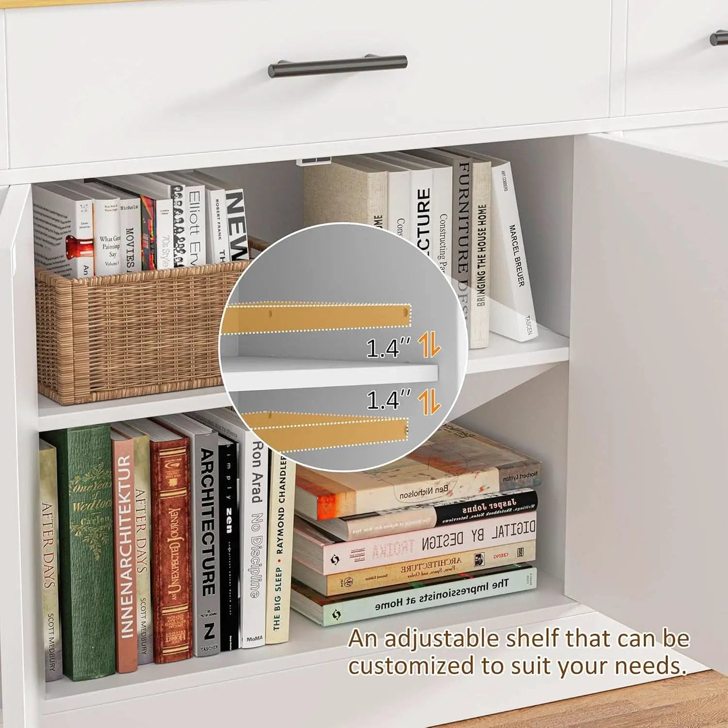 53 Inch White Buffet Cabinet With Drawers For Dining Room from PriceLows™