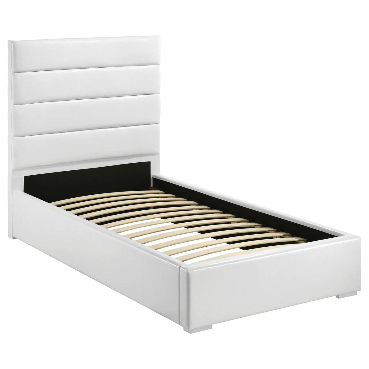 Felicity 5-piece Twin Bedroom Set White High Gloss (Style 2) | 5-Piece Set | Faux Leather & Metal | Bedroom
