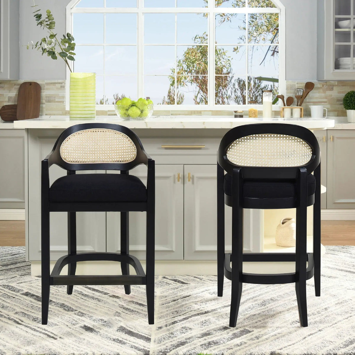 Americana Counter Stool | Mid-Century Modern | Cane Back | Kiln-Dried Wood Frame