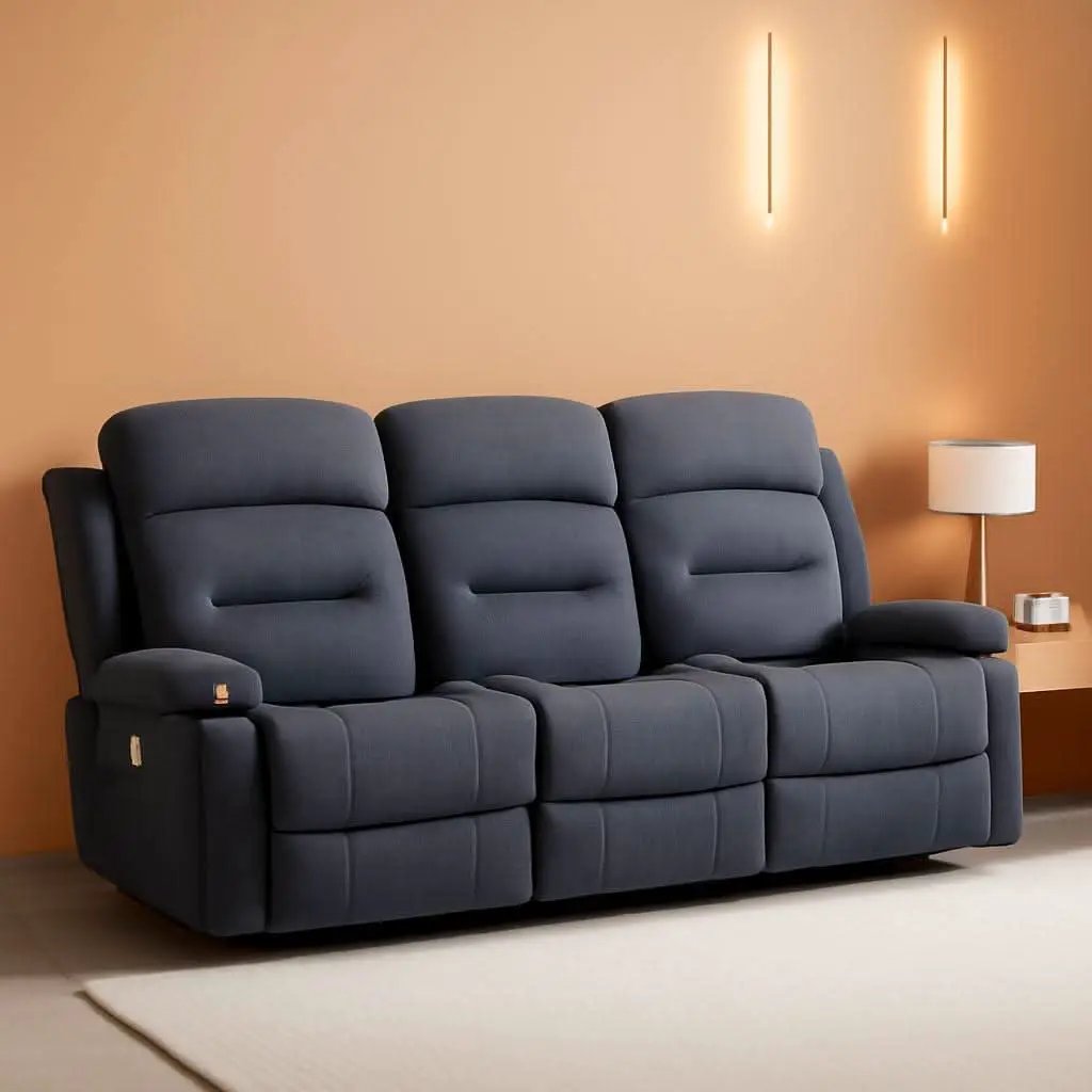 Oversized Charcoal Grey Recliner Sofa With USB Port And Heated Massage from PriceLows™