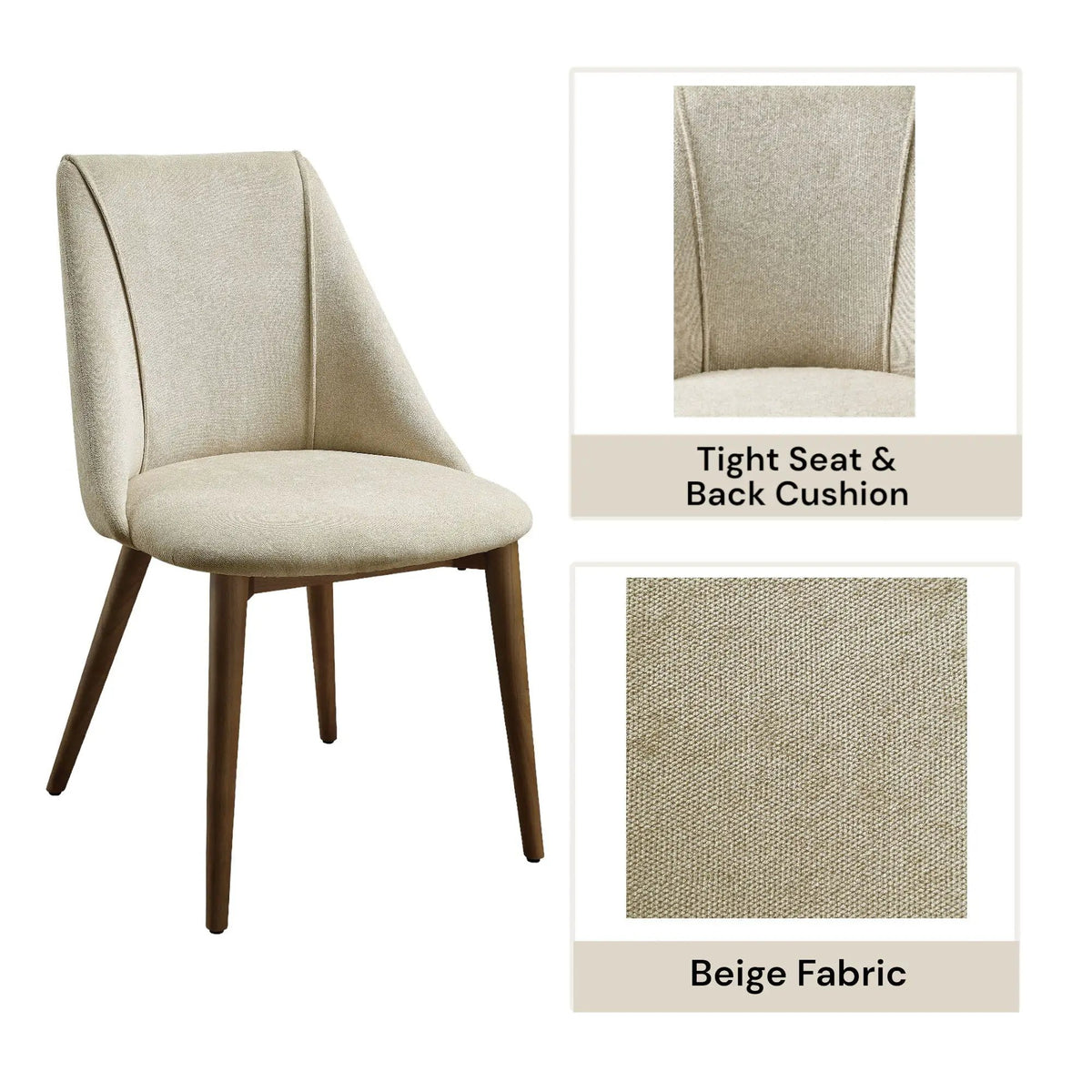 Willene Microfiber Side Chairs | Set Of 2 | Beige | Walnut Finish