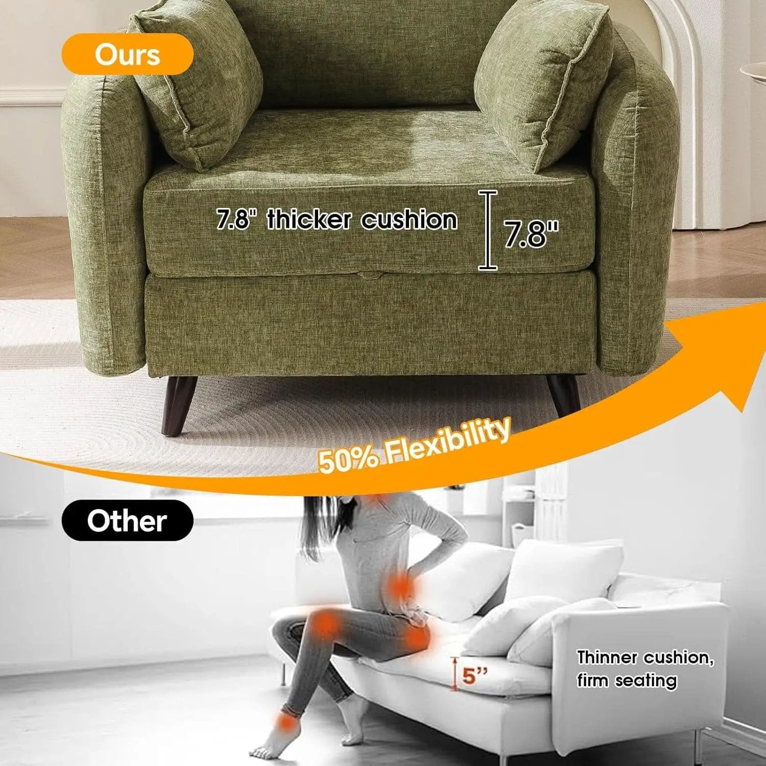 Green Chenille Oversized Accent Chair With Deep Storage from PriceLows™