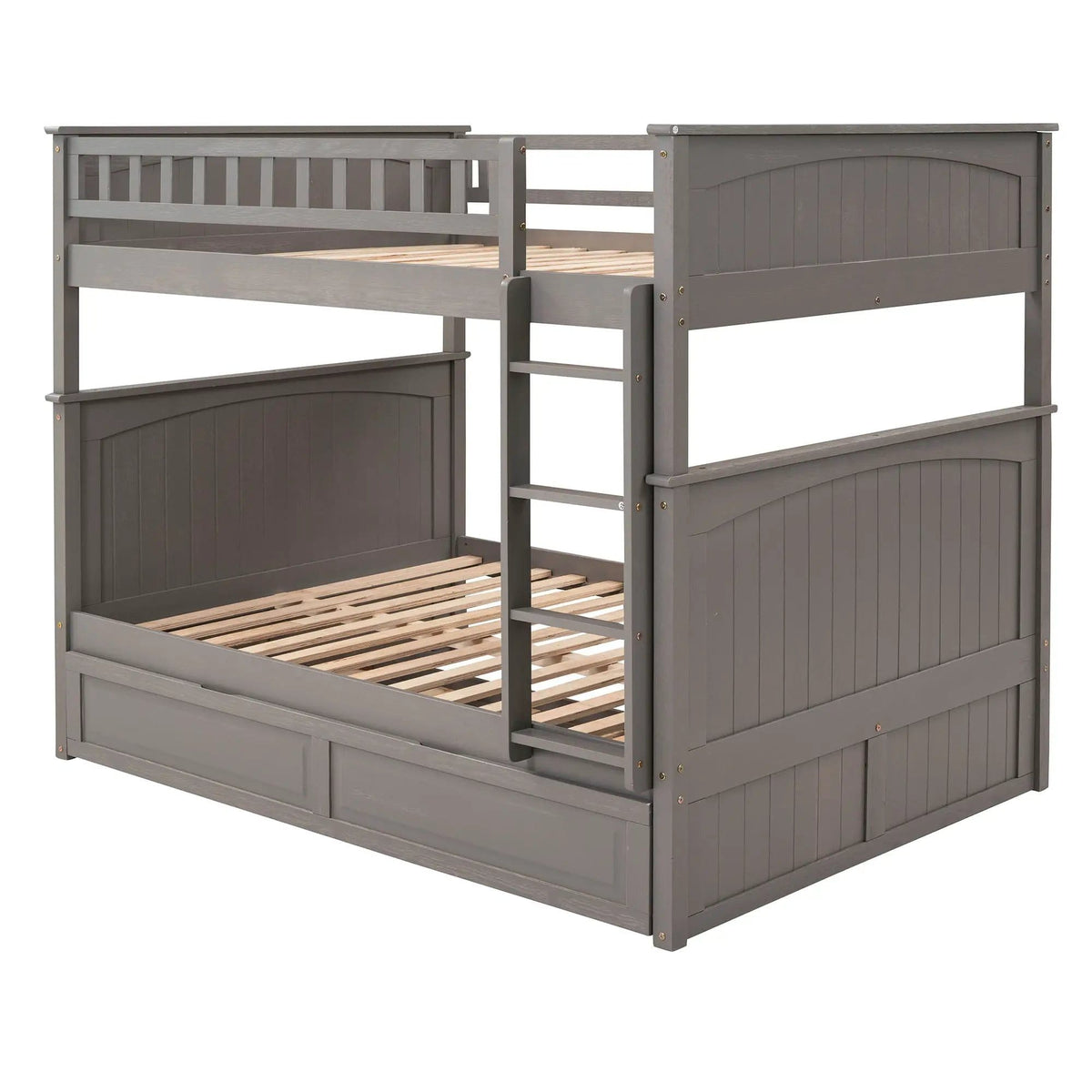 Bunk Bed With Twin Size Trundle, Guardrails | 79.1 x 58.4 x 65.6 in | Pine Wood & Plywood | Bedroom